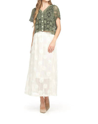 Papillon - Button Front Short Sleeve Crochet Top