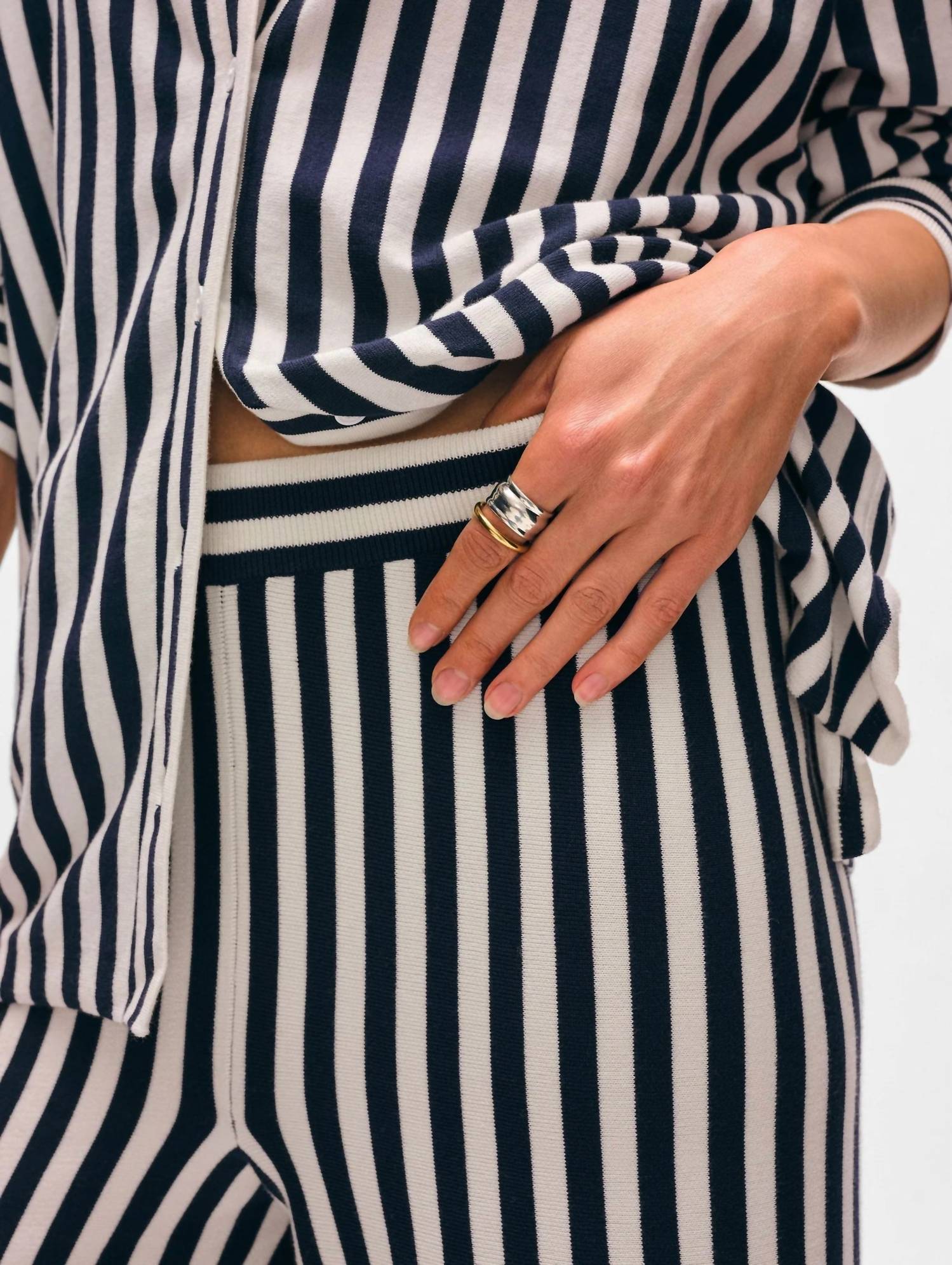White + Warren - Superfine Striped Wide Leg Pant