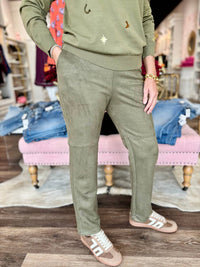 Mdm - Mid Rise Suede Pants