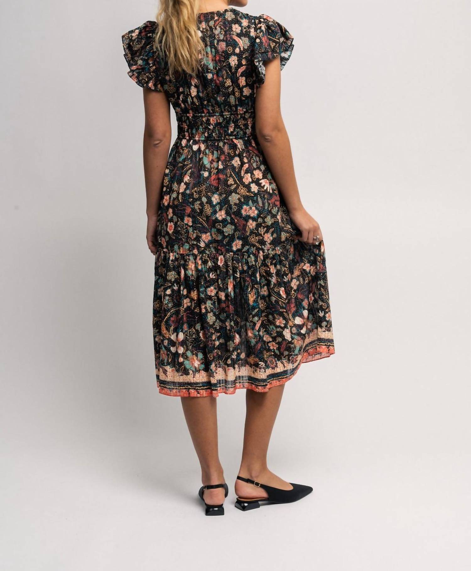 Ulla Johnson Angelica Dress in obsidian botanica - women's dress - alternate view