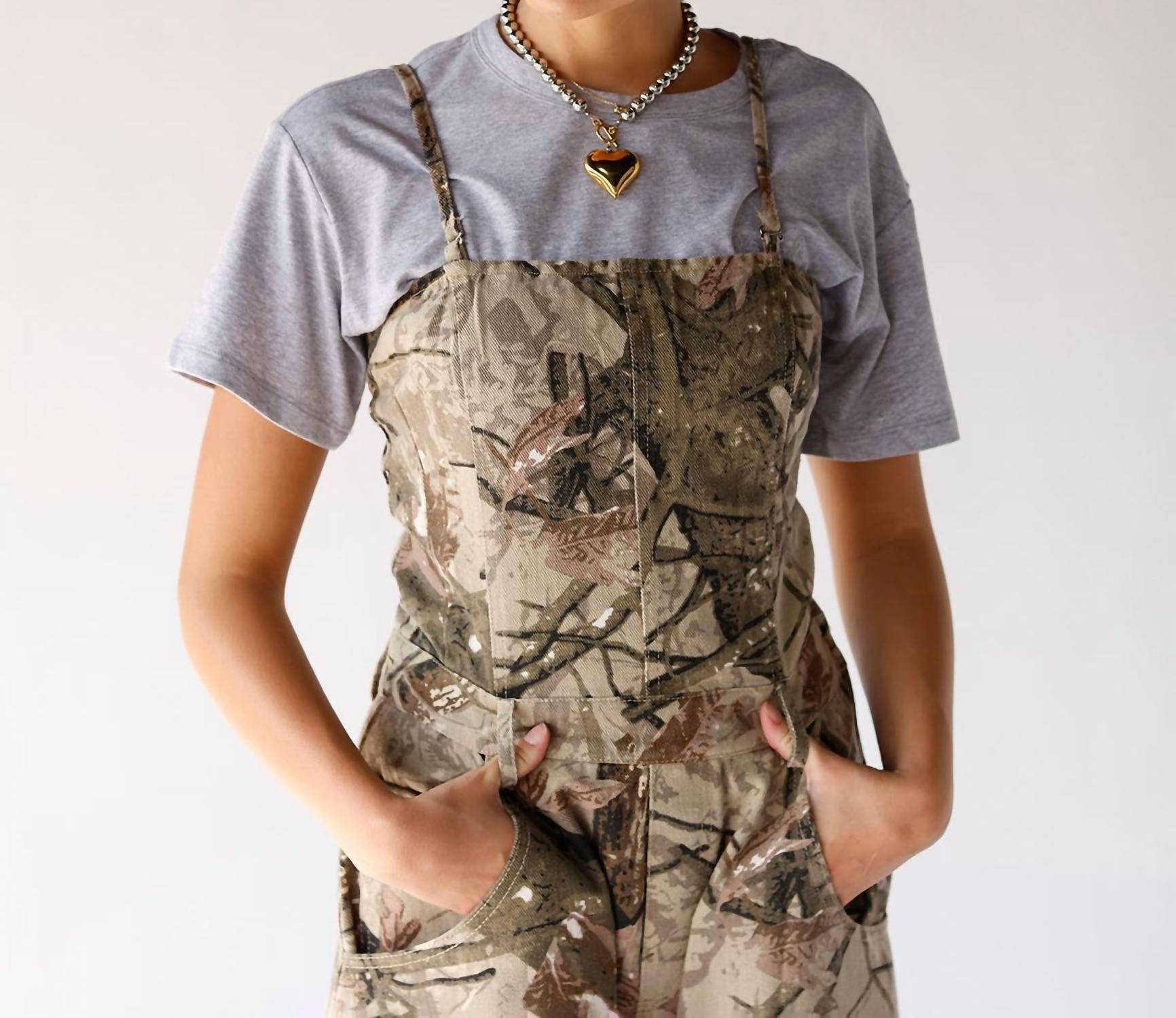 Davi & Dani - CAMO DENIM JUMPSUIT