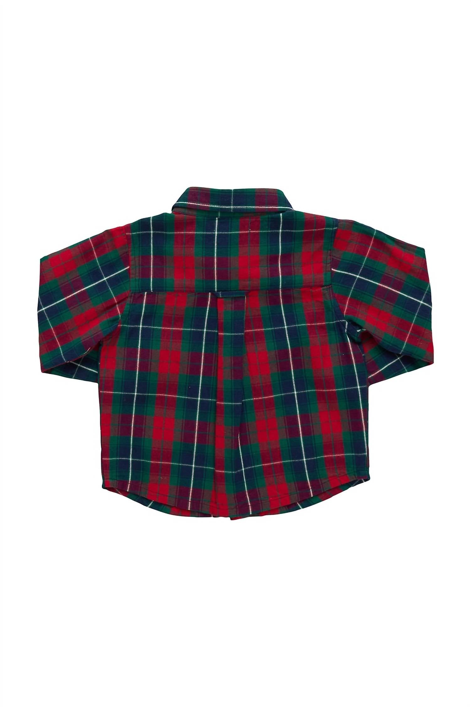 PINK CHICKEN Kid's Jack Shirt in red tartan - kids' shirt - detail view