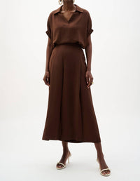 Joseph Ribkoff Pull-on Wide Leg Pants in mahogany - women's pants