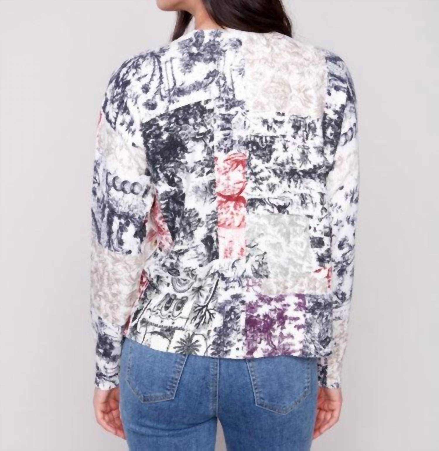 Charlie B - Printed With Side Buttons Sweater - Plus