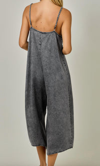 Mystree - Smocked Waist Wide-leg Tencel Jumpsuit