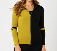 Angel Apparel - Two Tone Ribbed Zip Up Cardigan