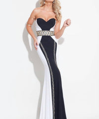 Rachel Allan - Beaded Jersey Strapless Prom Gown