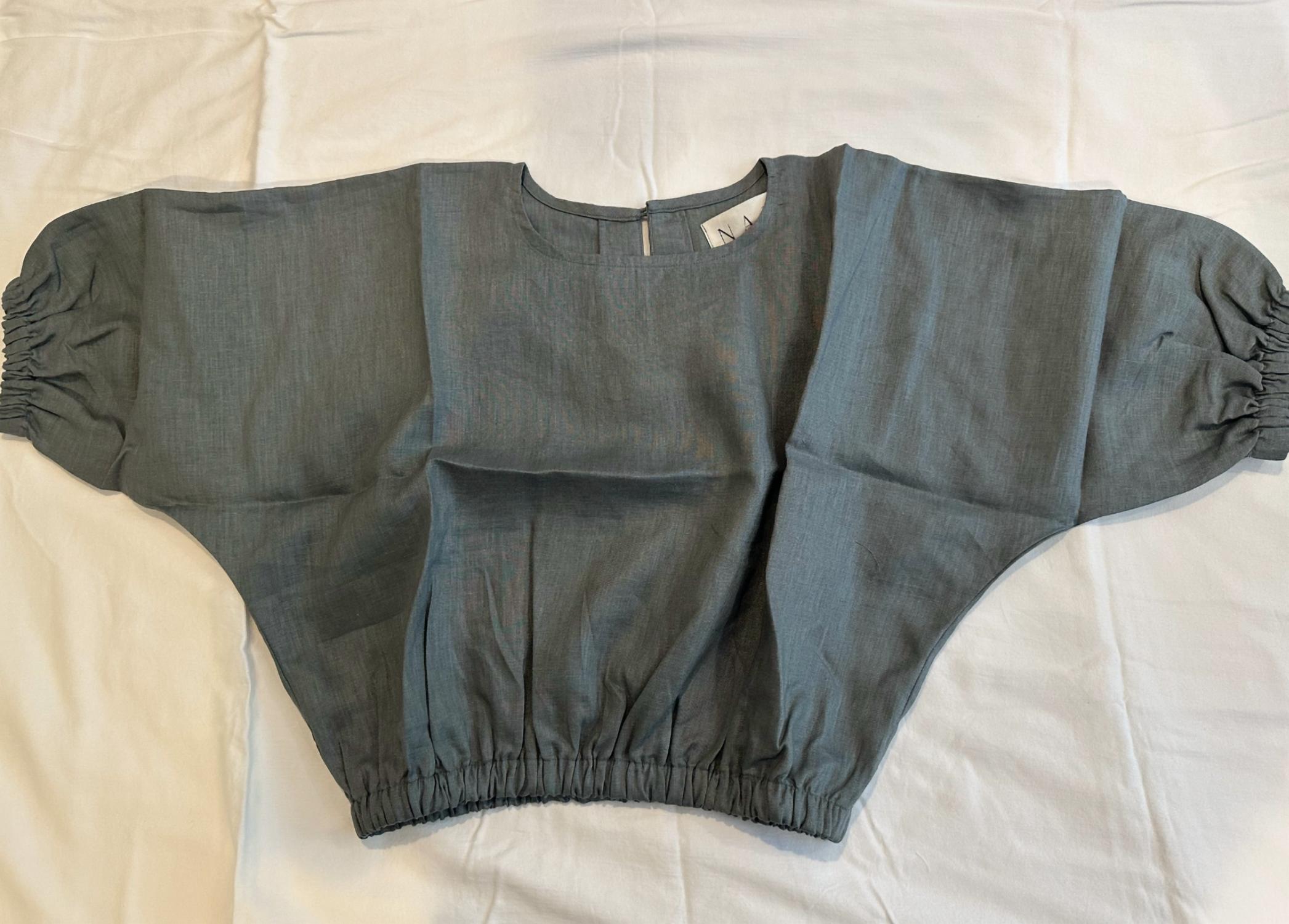 Nary - Women's Cropped Linen Bubble Top
