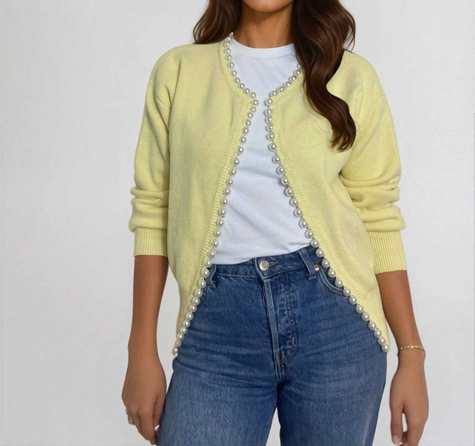 Self-Same - Charlotte Pearl Trim Cardigan