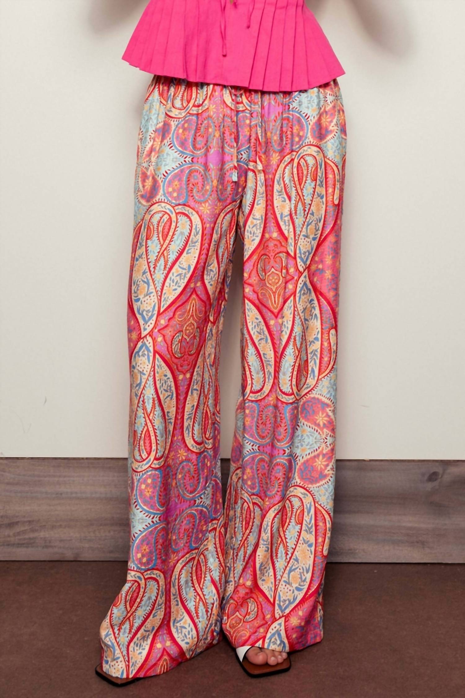 Urban Daizy - Paisley Print Wide-Leg Statement Pants