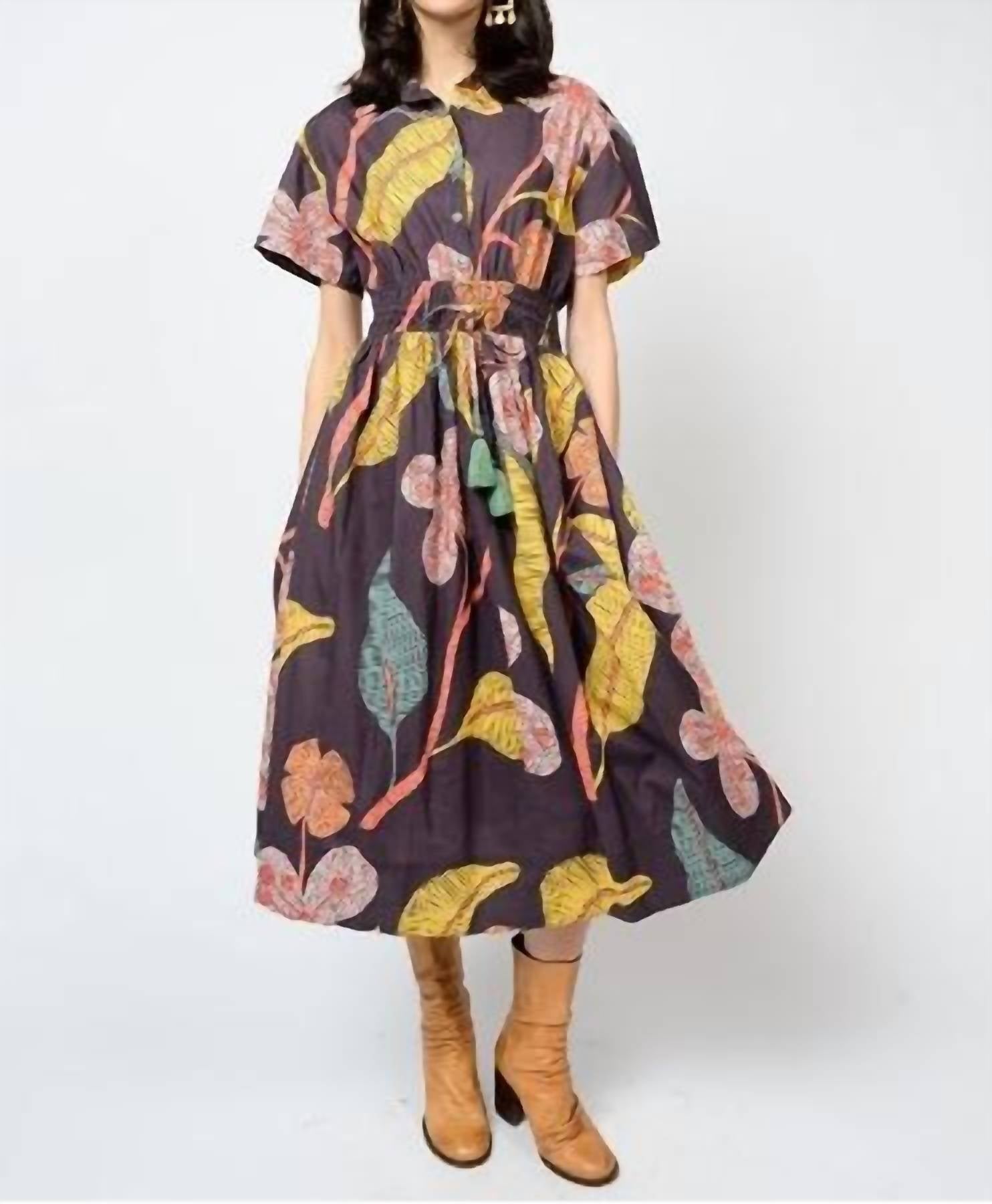 Ivy Jane Cinched Waist Shirt Dress in grey - women's dress