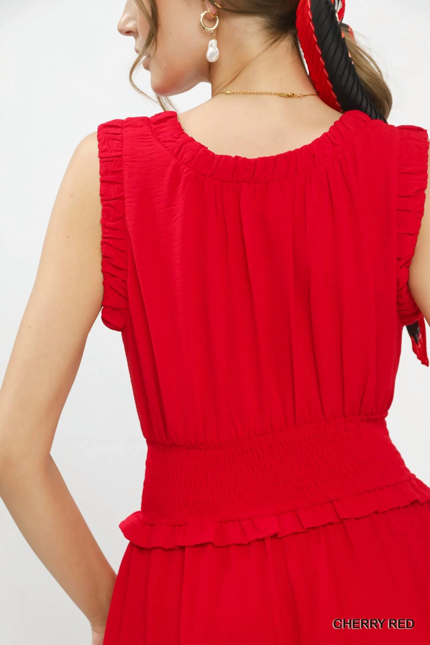 Umgee - Smocked Waist Tiered Midi Dress