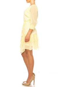 Maison Tara - Two-tier Faux Wrap Print Dress