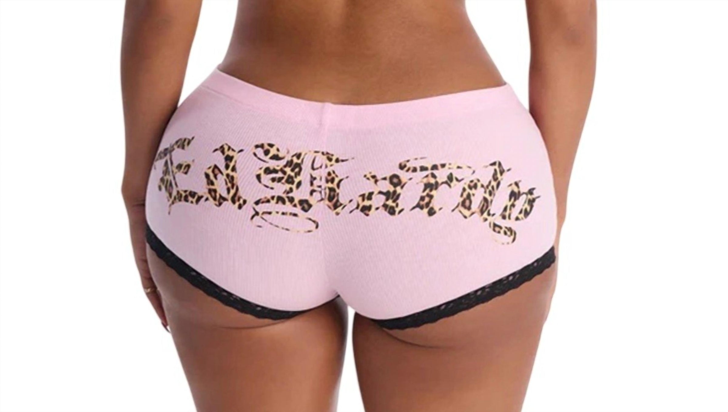 Ed Hardy Love Kills Slowly Leopard Cheeky Short in bubble gum - women's intimate - detail view