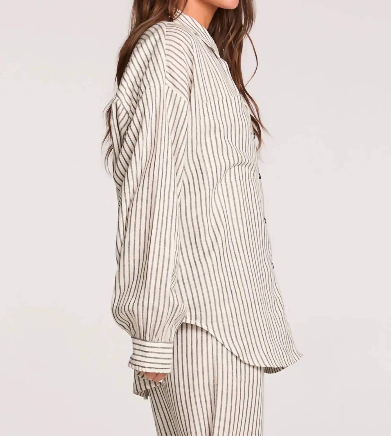 saltwater LUXE Martey Top in black white - women's shirt - detail view