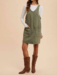 AnnieWear Lolly Denim Mini Dress in green - women's dress