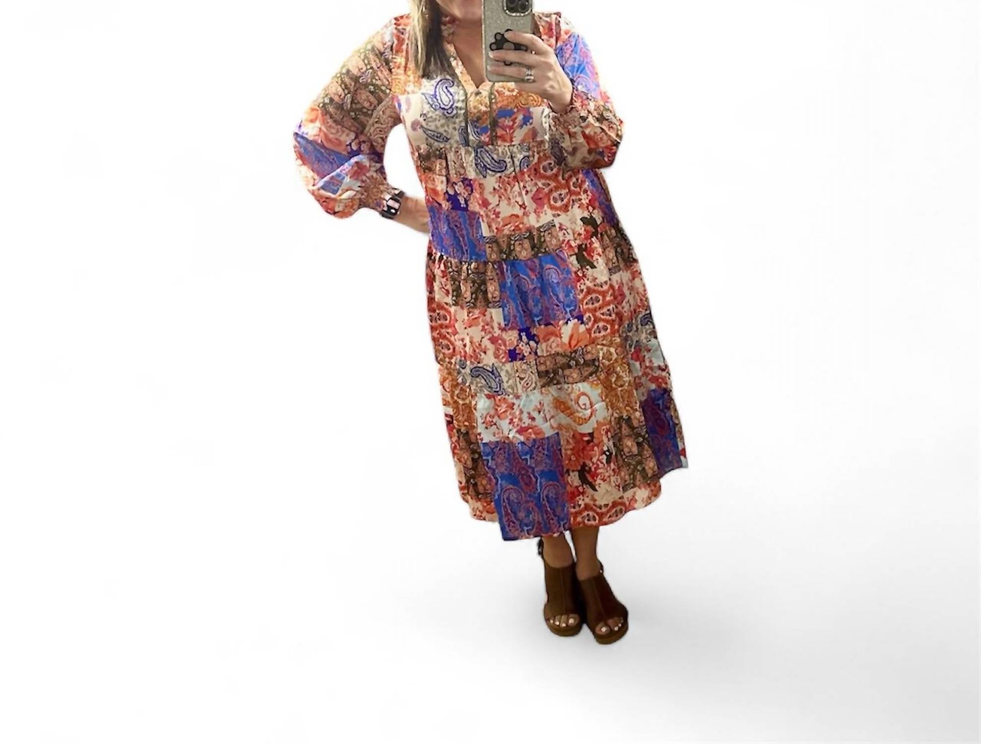 Umgee - Paisley Mix Print Midi Dress
