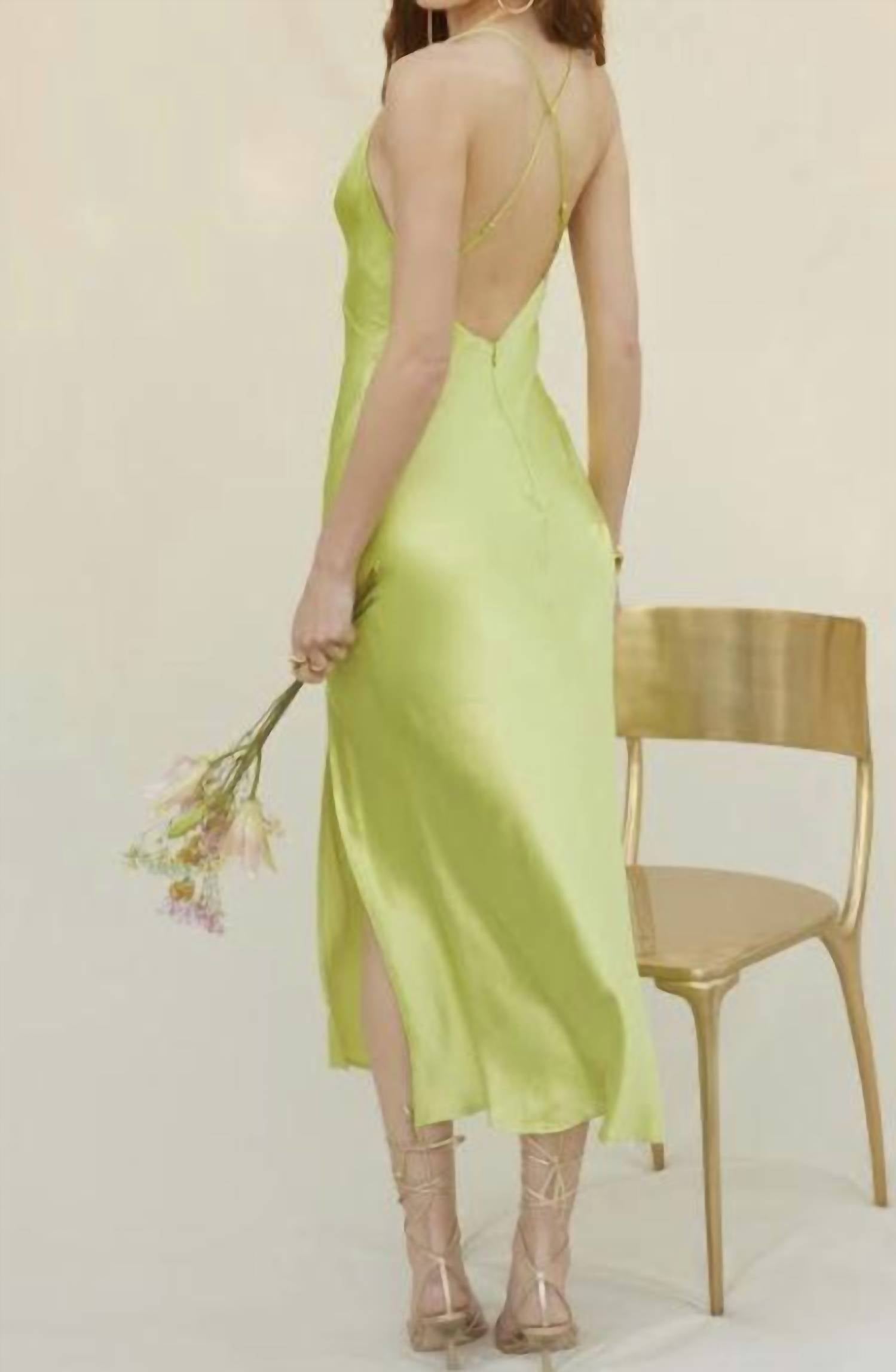 ASTR Cassandra Midi Dress in lime - women's dress - detail view