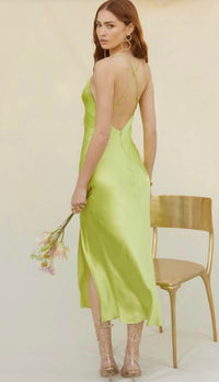 ASTR Cassandra Midi Dress in lime - women's dress - alternate view