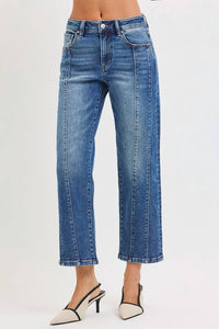 RISEN Downtown Darling High Rise Straight Leg Crop Jeans in medium wash - women's jeans - alternate view