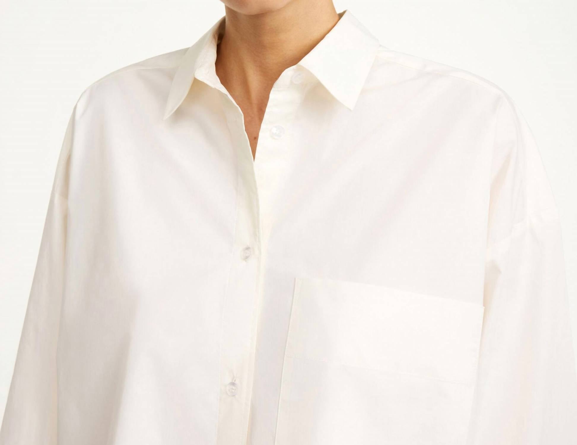 BY MALENE BIRGER Derris Organic Cotton Shirt in whisper white - women's shirt - alternate view