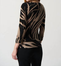 Joseph Ribkoff - Abstract Print Silky Knit Top With Side Buckle