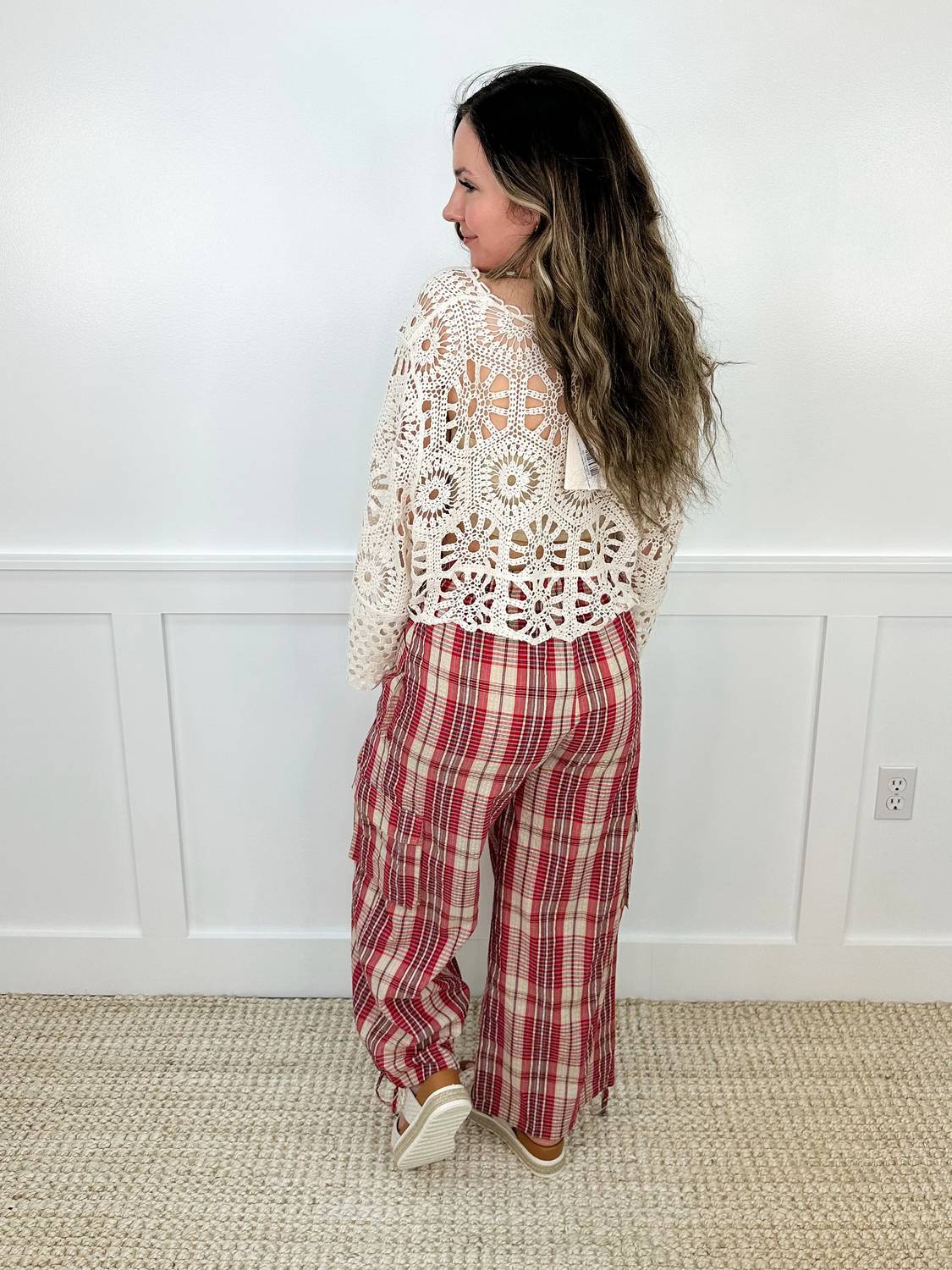 Bibi - Truth Be Told High-rise Cotton Blend Plaid Cargo Pants
