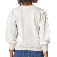 Lilla P - 3/4 Puff Sleeve V-Neck Sweater