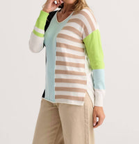 Zaket & Plover - Contrast Stripe V-neck Sweater