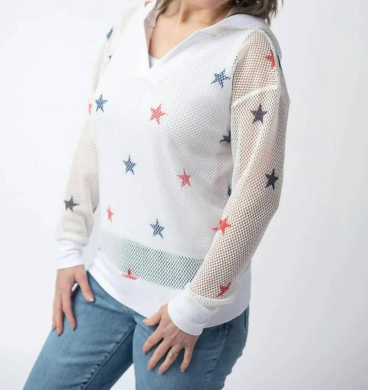 Michelle Mae - Americana Stars Mesh Hoodie