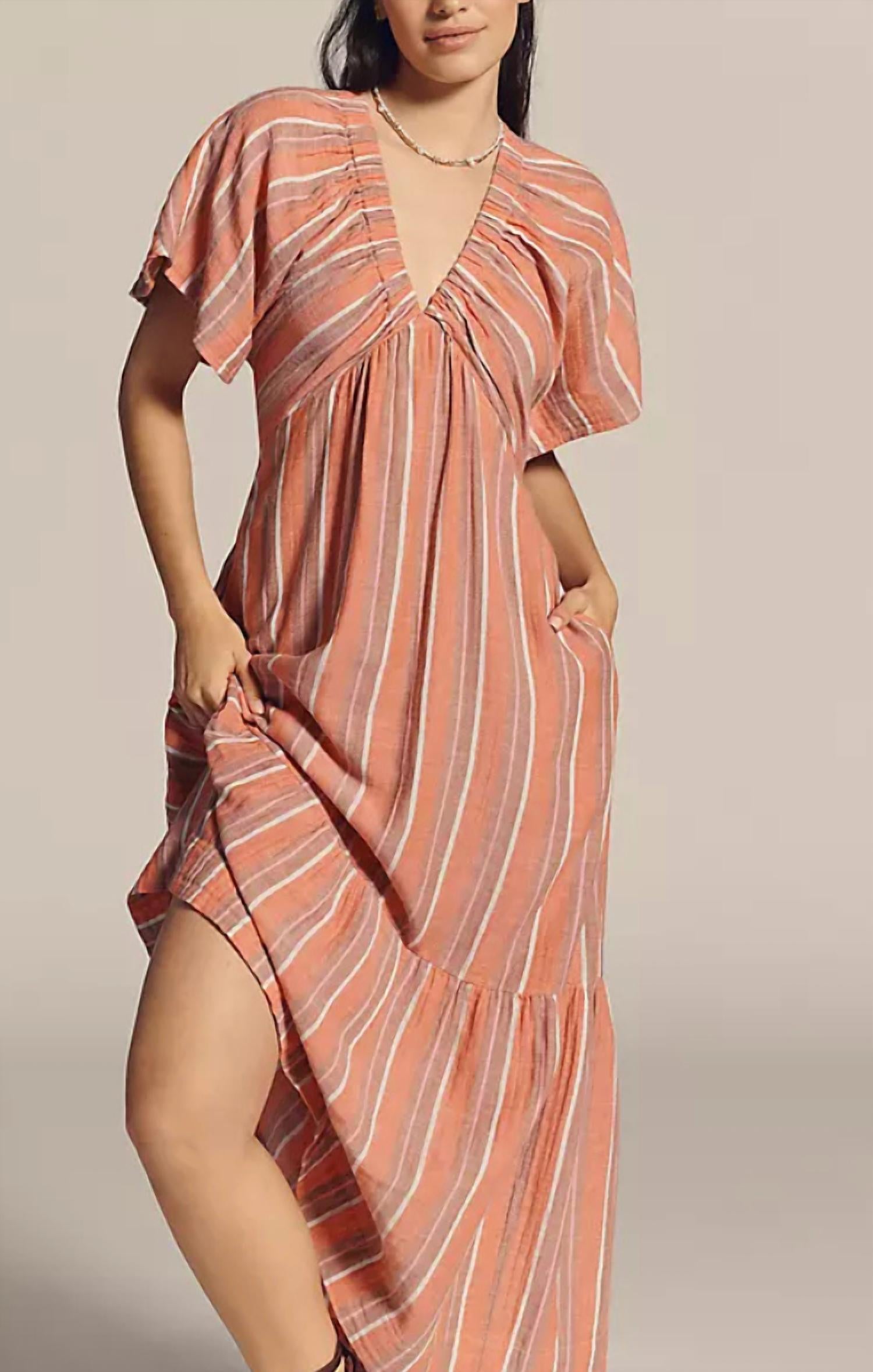 Sundry - Gauze Stripe Midi Dress