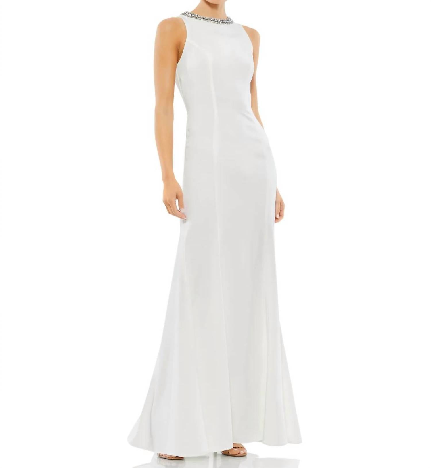 Mac Duggal - Rhinestone High Neck Trumpet Gown