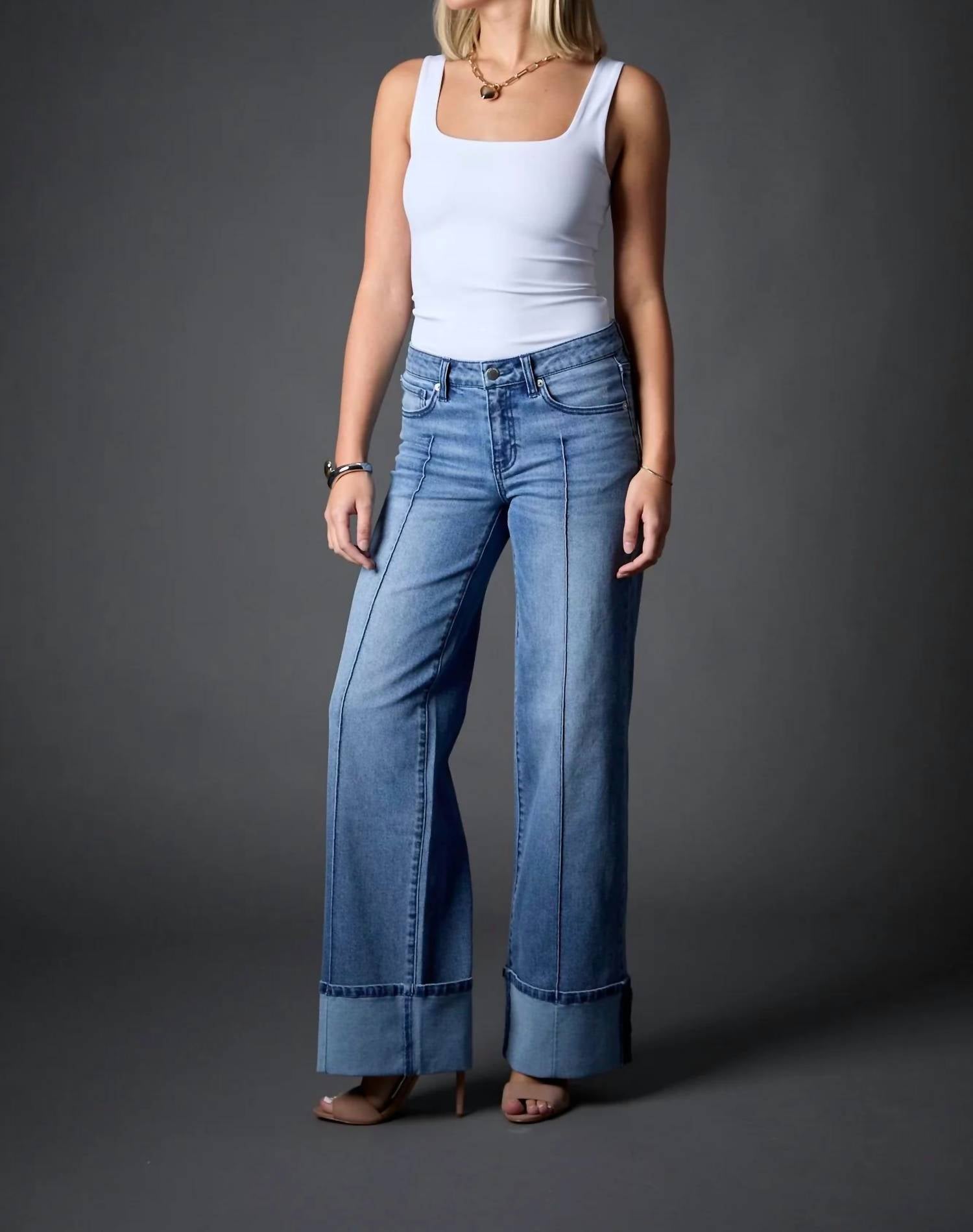 Blue Revival - Cuffed Low Rise Wide Leg Jeans