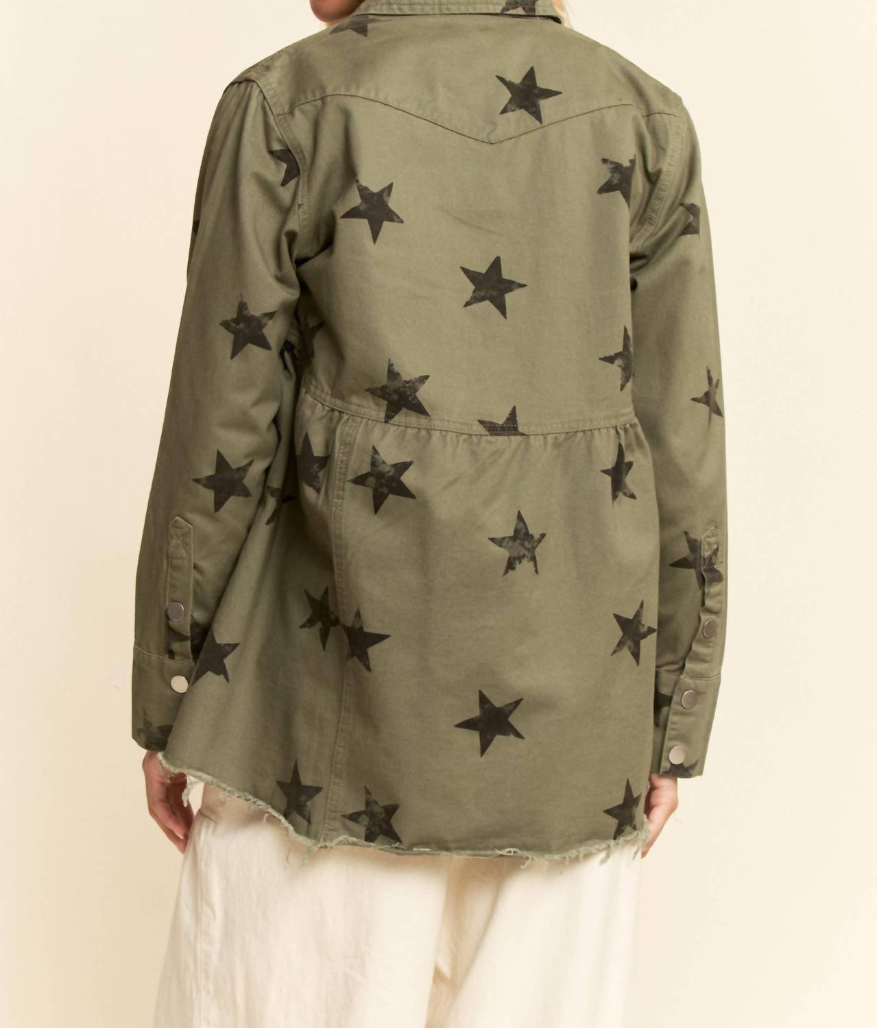 Davi & Dani - Star Printed Baby Doll Shacket