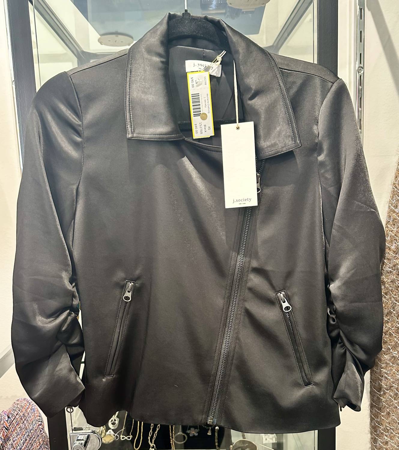 J. Society - Women's Satin Rouched Moto Jacket