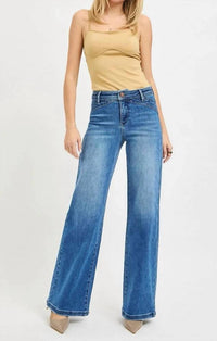 Risen - Jenkins High Rise Wide Leg Waist Detail Jeans