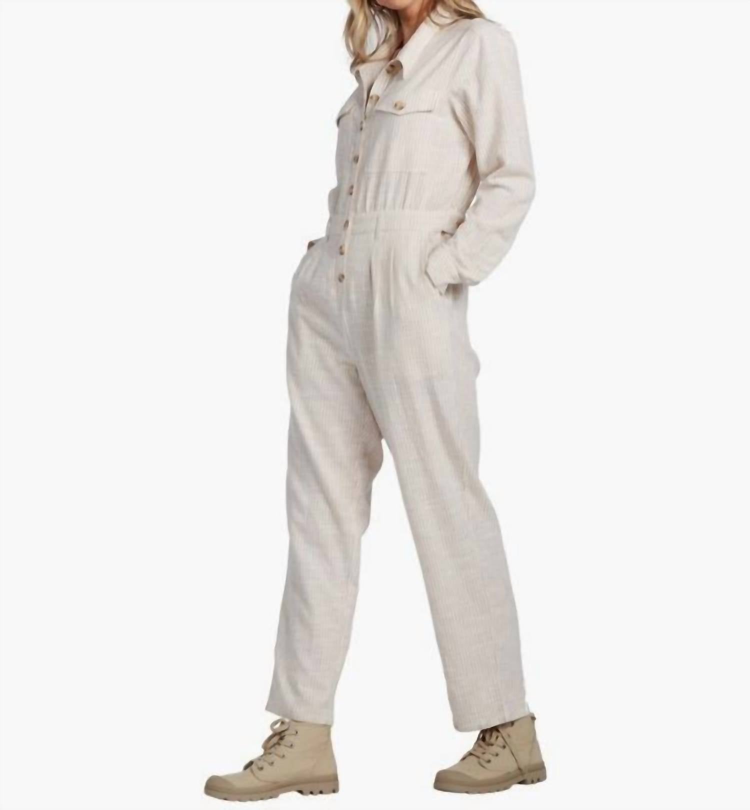 By Together - Striped Button-Down Jumpsuit