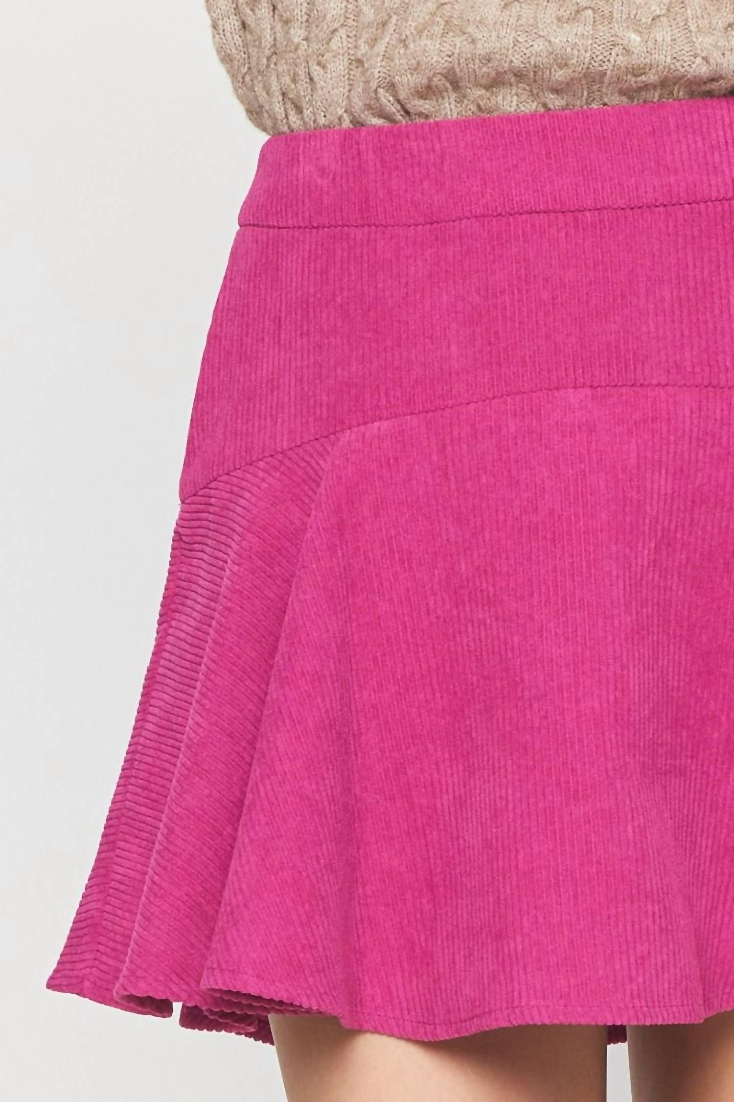 Entro - Corduroy High Waisted Tiered Mini Skirt