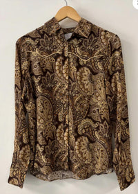 GILNER FARRAR Women's Florence Paisley Shirt in khaki paisley - women's blouse