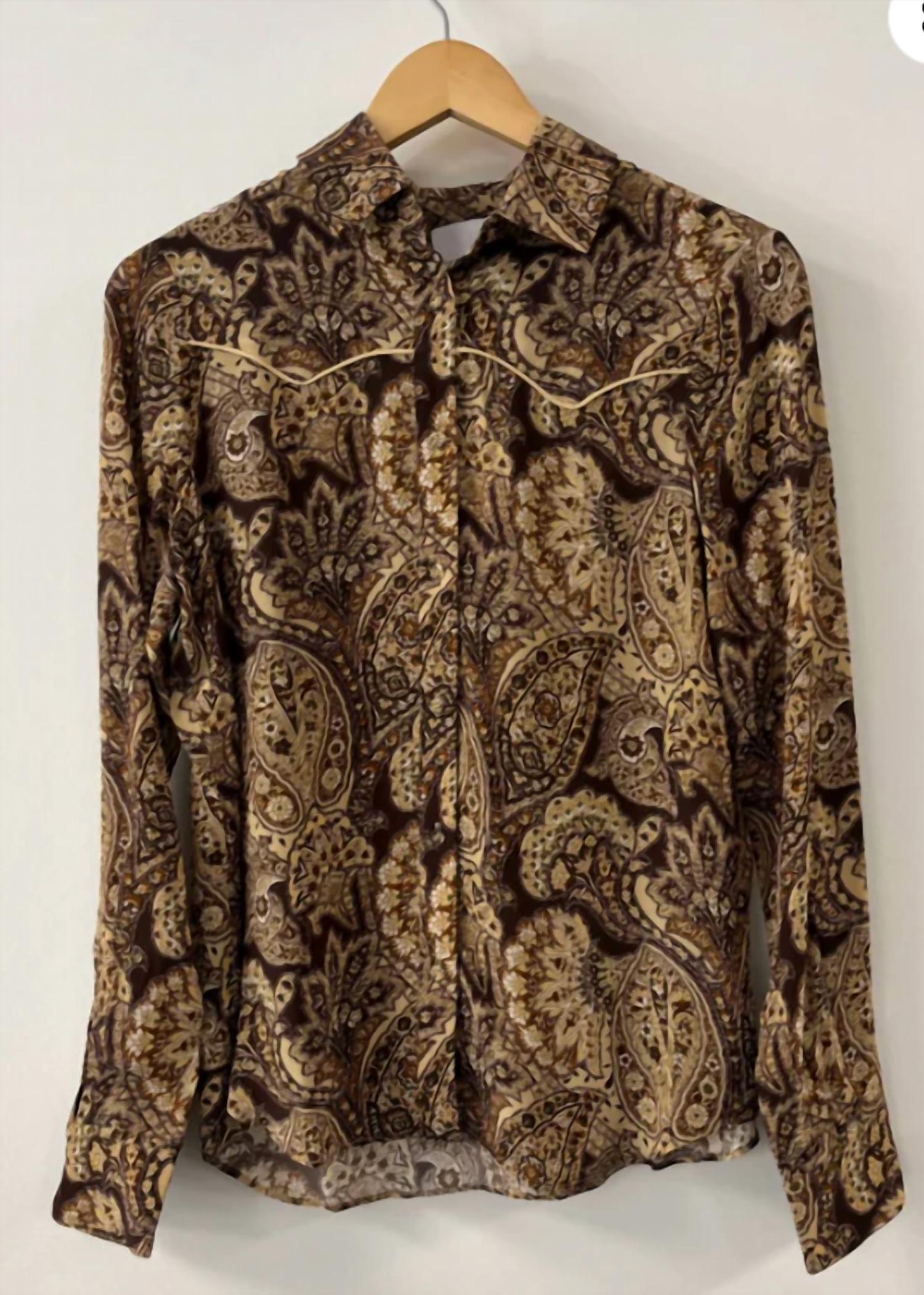 GILNER FARRAR Women's Florence Paisley Shirt in khaki paisley - women's blouse