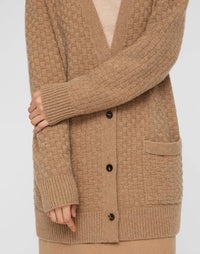 Lafayette 148 Basket Stitch Cardigan in cammello melange - women's cardigan - alternate view