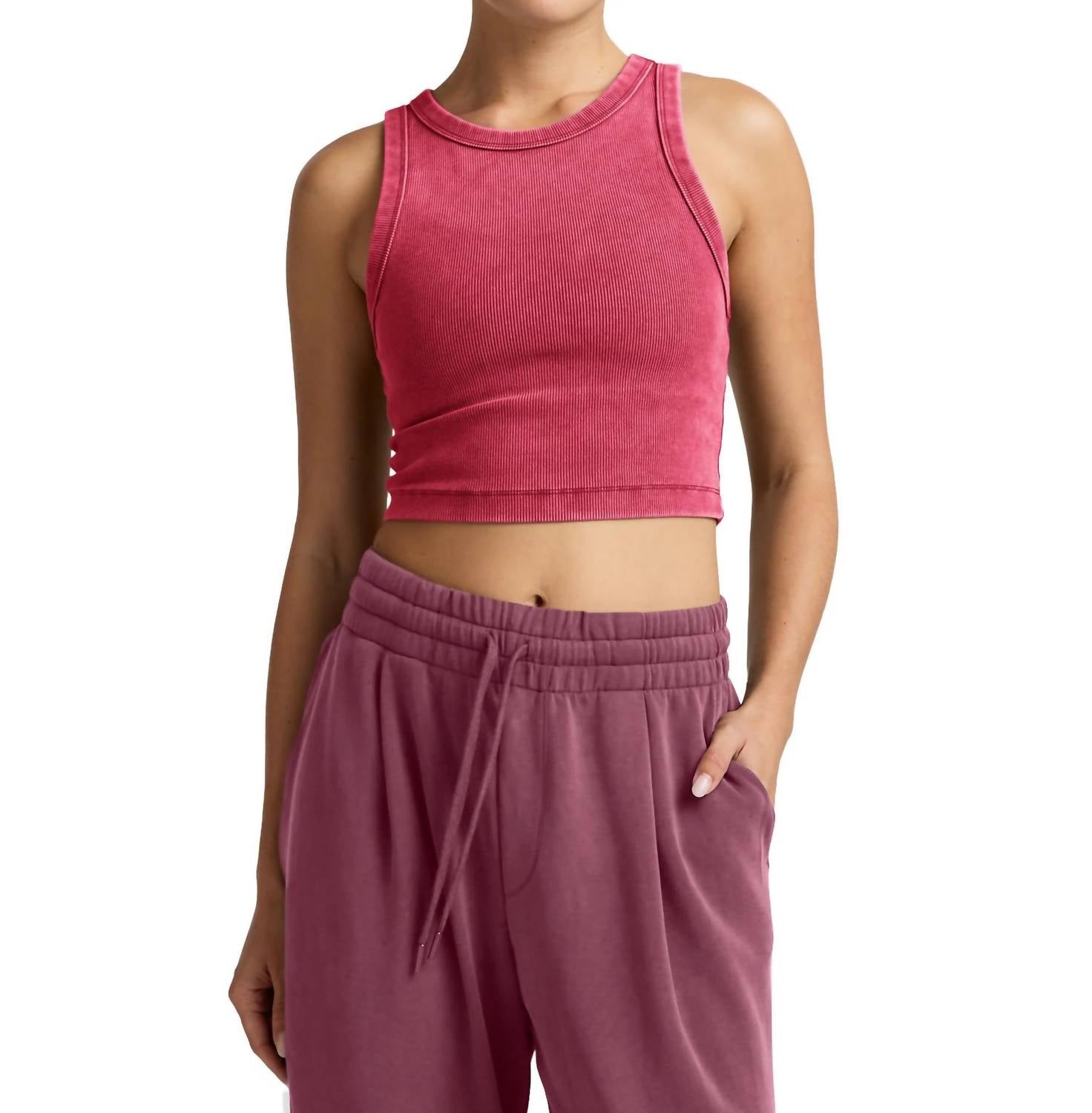 Beyond Yoga - On Repeat Rib High Neck Cropped Tank Top