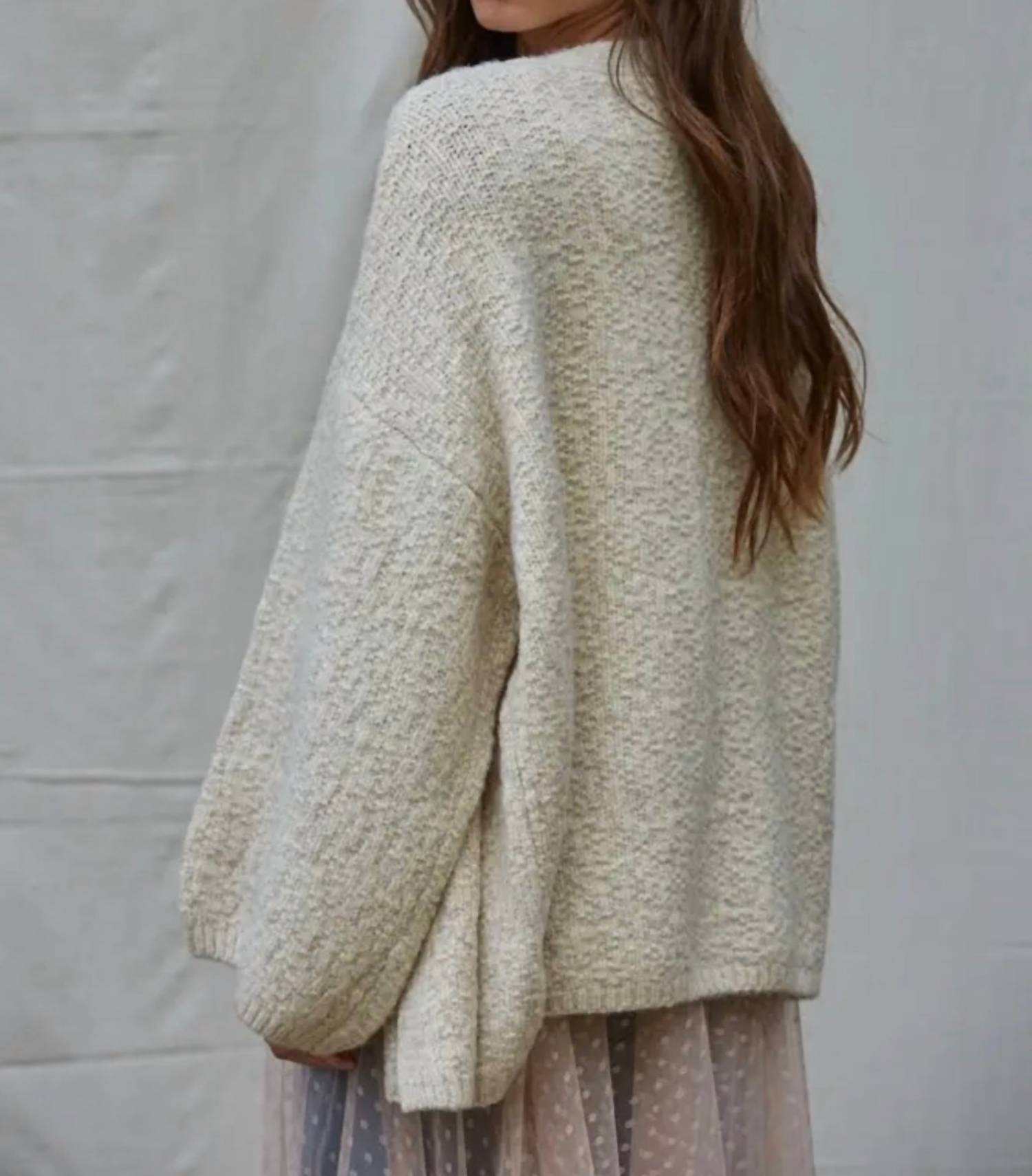 By Together The Celia Cardigan in ivory - women's cardigan - detail view
