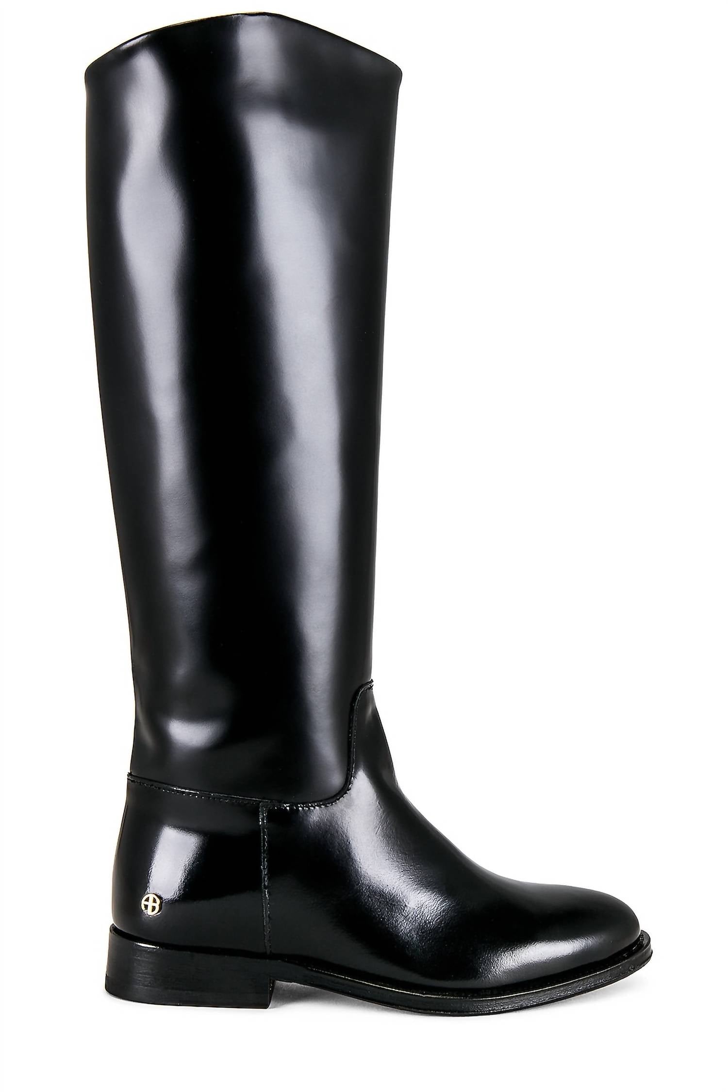 ANINE BING Women's Kari Riding Boots in high shine black - women's shoe