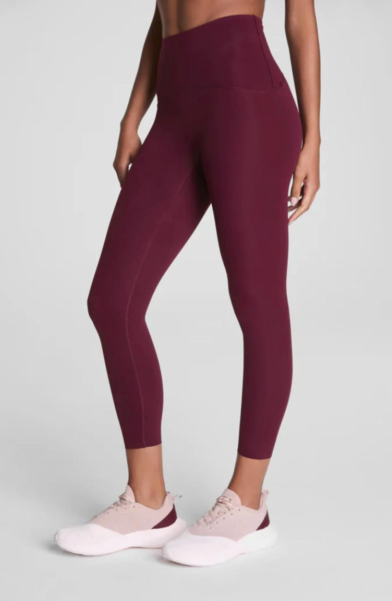 Spanx Booty Boost Cropped Leggings in plum berry - women's pants - detail view