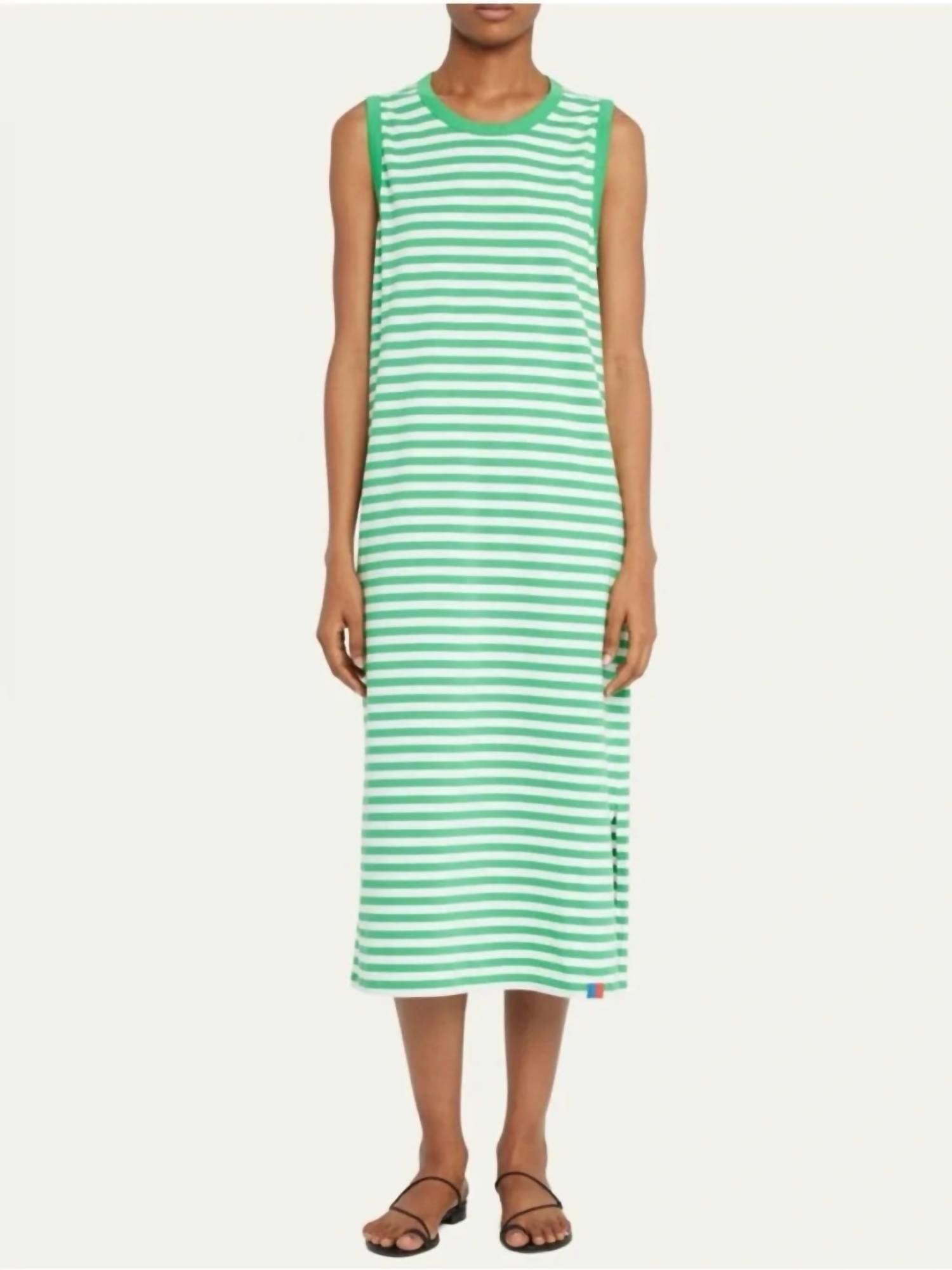 KULE Striped Tank Midi Dress in green white - women's dress