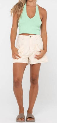 Rusty New Look Cargo Short in oatmeal - women's shorts - detail view