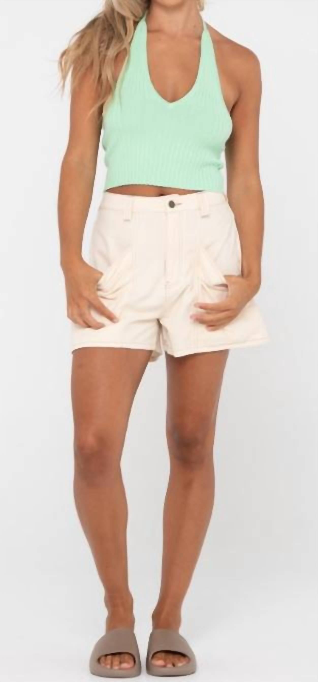 Rusty New Look Cargo Short in oatmeal - women's shorts - detail view