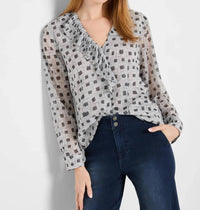 Nic + Zoe - Dotty Squares Ruffle Top