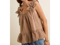 So Me - Gingham Flower Sleeve Top